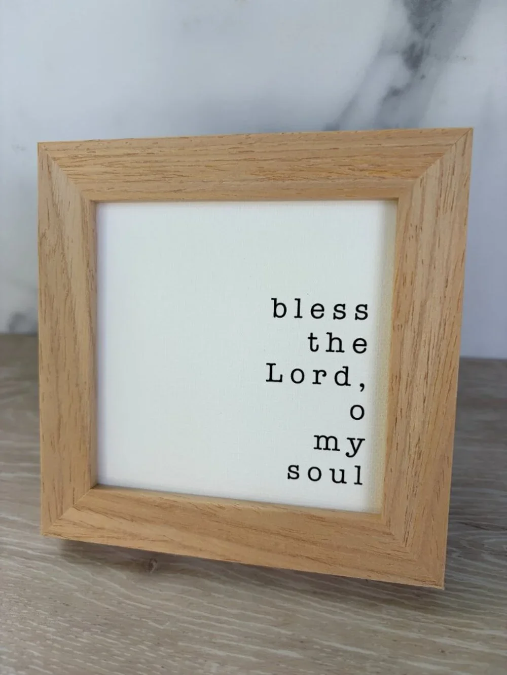 Bless The Lord Canvas Wood Sign 4x4 Natural Christian Rustic Tiered Tray Shelf